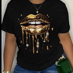 Gold Drip Graphic Women's Top
